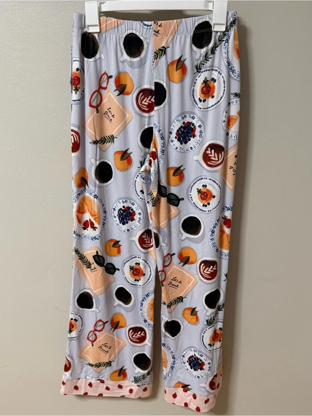 Beauty Sleep Social Pajama Set Womens Breakfast Coffee Croissant Billie Small